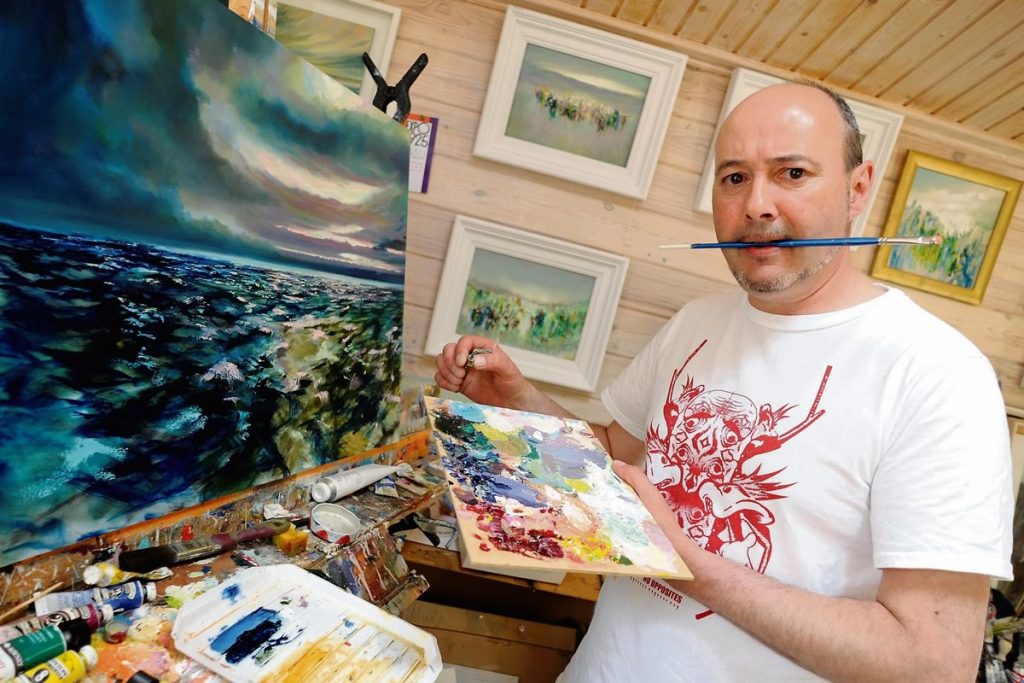 Painter Robert Shaw in his Donabate studio